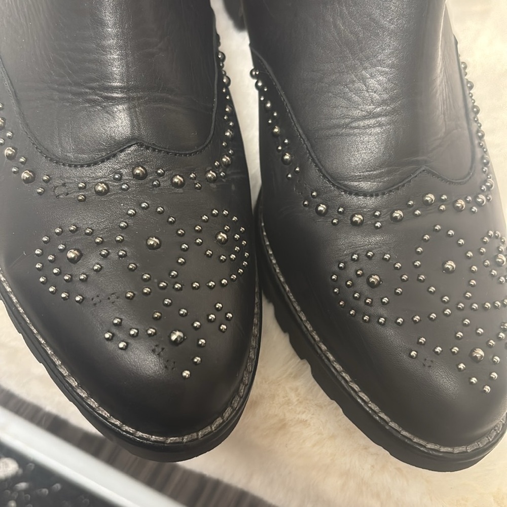 Peter Kaiser Black leather Studded Ankle Boots - Picture 6 of 10